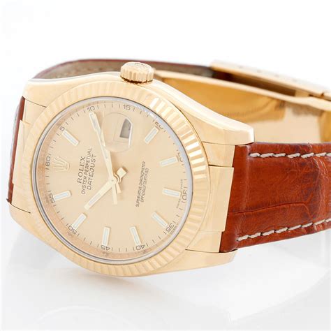 rolex gold leather strap mens|rolex rubber strap for sale.